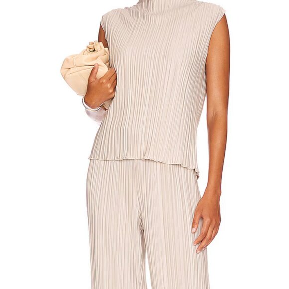 $360 RAILS TREA TOP & ROWAN PANTS SET PLISSE STRAIGHT LEG OYSTER SZ M MEDIUM - Picture 1 of 7